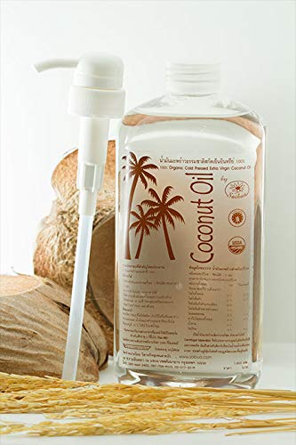 100% Thailand Organic Cold Pressed Extra Virgin Coconut Oil Super Benefits (1000ml Bottle Head Pump)