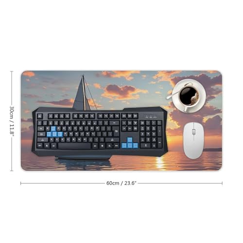 Desk Pad Protector 24x12 Inch Extended Sailboat and Sunset miniatura 2