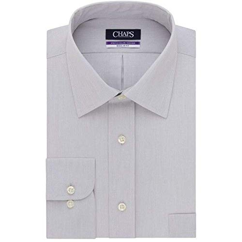 Chaps Regular Fit Stretch Collar Long Sleeve Dress Shirt, Gray, Size 17 32/33
