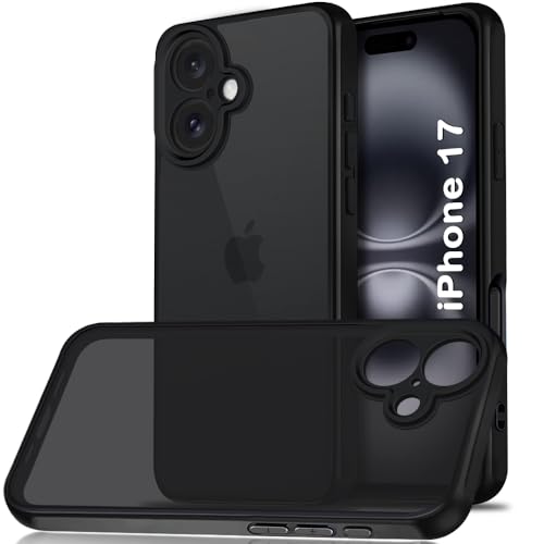 Image of TheGiftKart Hybrid Matte Frosted Translucent Back Cover Case for iPhone 17 | Shockproof Design | Camera Protection Module | Hard Back Cover Case for iPhone 17 (PC & TPU, Frost Black)