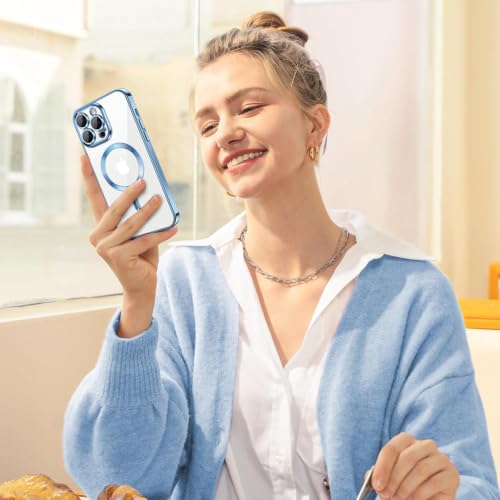 Image of Elzzi Clear Logo Electroplating Transparent Case for iPhone 14 Pro Case 6.1 inch, Luxury Electroplated TPU Cover, Individual Camera Protection for Each Lens Bumper Case (Sierra)