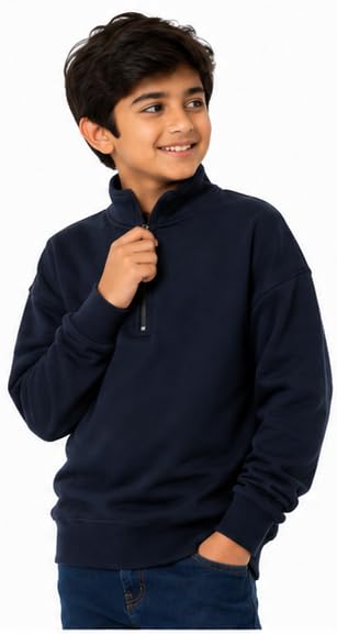 Image of T2F Boys Cotton High Neck Oversized Fit DropShoulder Sweatshirt