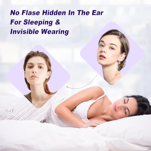 Image of Purple Small Wireless Bluetooth Headphones Invisible Earbuds for Sleep - Tiny Mini Noise Cancelling Earphones for Side Sleepers and Work