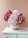 YalzoneMet 4 Pcs Real Touch Hydrangea Artificial Flower Lifelike 21'' Long Stem Latex Hydrangea Flower for Thanksgiving Home Kitchen Decor Wedding Christmas Table Centerpiece 2 Pink + 2 Rose Pink