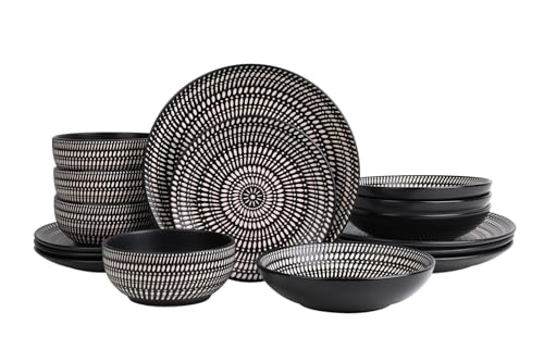 16PC PAD Print Black Dinner Set