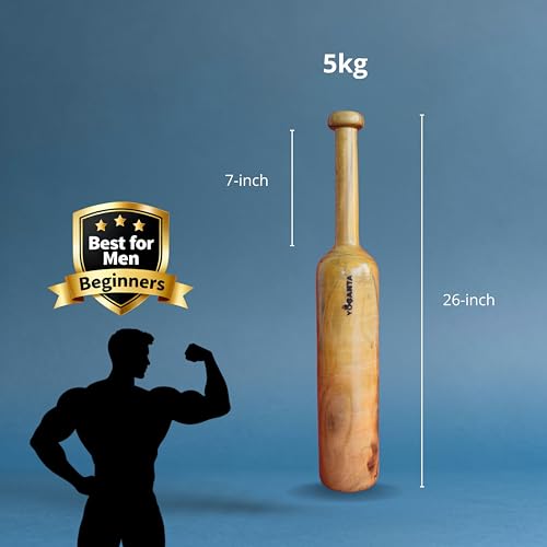 Image of Mudgar | Indian Club, Karla Kattai, Mudgal, Mugdar, Clubbell, Meel - for Strength Training, Shoulder Mobility & Functional Fitness | Handcrafted from Natural Wood & Polished (3, Kilograms)