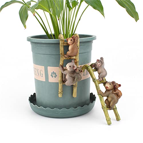 4 Stück 3D-Kletter-Koalas-Statuen, Kunsthandwerk Blumentopf Landschaftsbau hängende Ornamente, Miniaturrasen Feengarten Pflanzen Tierfiguren für Büro Schreibtisch Zuhause Geschenke Cover