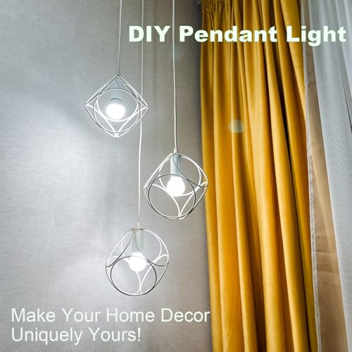 Hanging Light Socket with Cord - Extension Hanging Lantern Cord Cable - Lamp Cord with Switch E26/E27 Pendant Light Socket, 8.2Ft Light Bulb Cable, White, 4 Pack by Zarnicy - Image 3