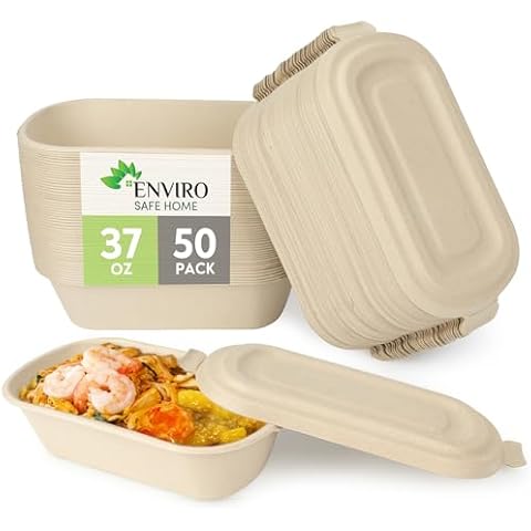 Compostable Bamboo Meal Prep Containers - 50 Pack Cover