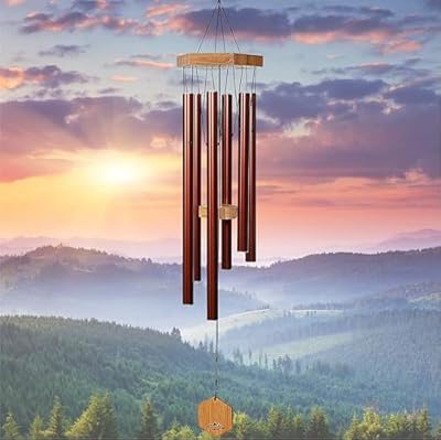 UpBlend Outdoors Wind Chimes for Outside - Deep Tone Wind Chimes, Windchimes Outdoors, Memorial, Sympathy, Loss of Loved One, Gifts for Women, Ideas for Mom, Grandma, Outdoor Porch, 29" Copper Red