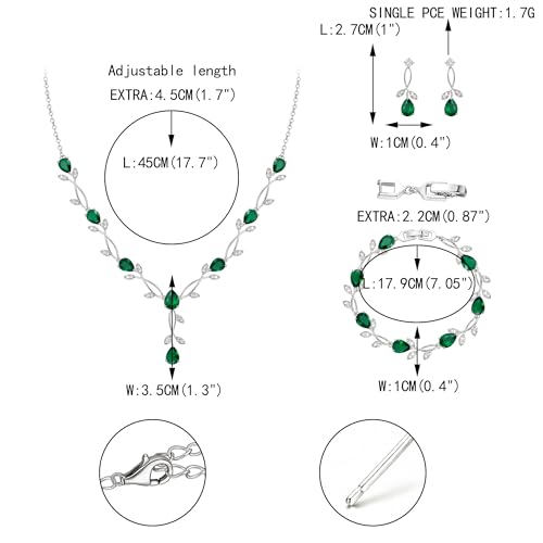 Image of EVER FAITH Cubic Zirconia Pearl Leaf Bridal Jewelry Set for Bride Women