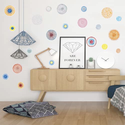 45 Pieces Different Style Multi Color Circle Polka Dots Wall Decal For Girls Kids Room Bedroom Living Room, Playroom Decor Removable Vinyl Wall Stickers Wall Decals Paper Sticker Pull (Dot) #TOP2
