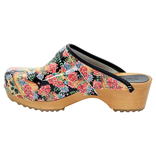 Image of Bjork Maja Wood Open Back Leather Clogs