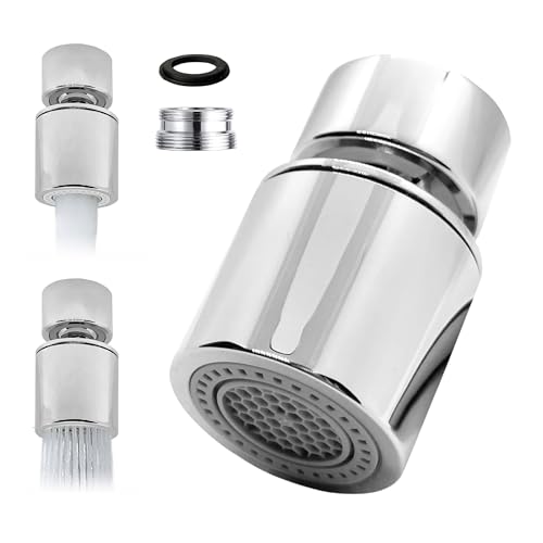 Aireador Grifo Cocina Lavabo. Adaptador para Boquilla de Fregadero con rotula 360º y Dos Tipos de Chorro. Difusor, Atomizador, Extensor, Perlizador y Ahorrador Antisalpicaduras. Rosca Macho M22-M24.