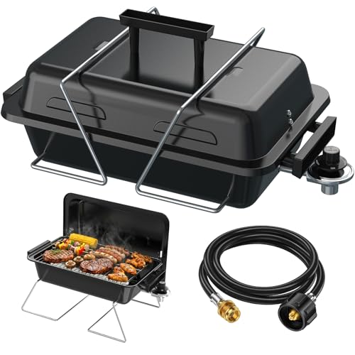 BESTFIRE Portable Propane Gas Grill with New 2-in-1 Valve - Compatible with Large Tank & Small...
