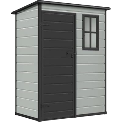 DWVO 5x3 FT Outdoor Storage Shed, Blue-Gray+Black