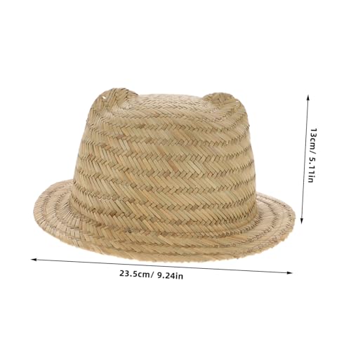 Toyvian Compact Straw Sun Hat for Boys and Girls Cute Woven Bucket Hat Wide Brim for Beach Pool and Outdoor Activities Uv for Boys and Girls Beige2