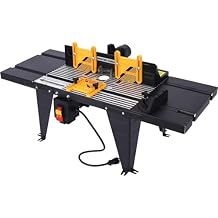 Electric Router Table, Universal Benchtop Router Tables Top with Steel Stand & Adjustable Fence Wood Working Router Table Precise Routing Table Craftsman Tool for Woodworking Black