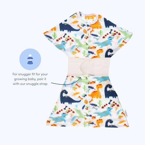 Image of SleepingBaby Zipadee-Zip Fleece Transition Swaddle - Arms-Out Wearable Blanket for Baby Sleep, Soft Breathable Fleece 0.8 TOG - Dino, Medium (6-12 Month)