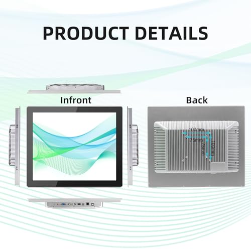 Image of 17 inch Aluminum Flat Embedded Industrial Touch Screen Monitor,HDMI /VGA /DVI Interface, Capacitive Touch Screen Monitor Supports 10 Points Touch,1280 x 1024 @ 60Hz