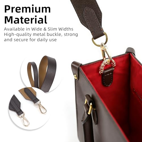 Image of DGAZ Vachetta Leather Adjustable Crossbody Strap for ONTHEGO bag with Gift Box, Handmade DIY purse Strap (0.6 Inch Wide,35.4-47.2 Inch Long; Color Blocking (Thin Strap))