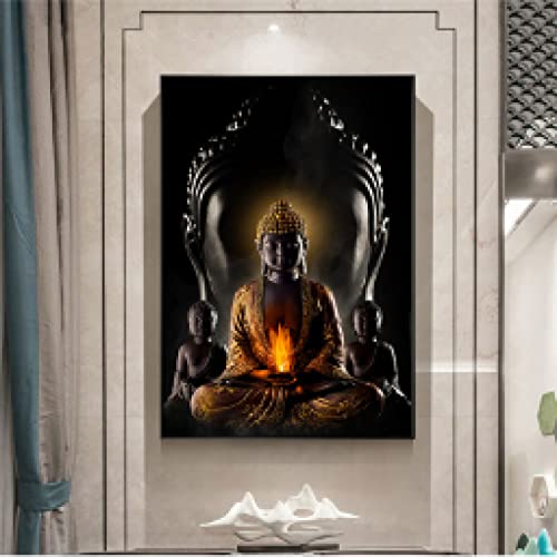Tableau Bouddha Toile Art Mur Zen 35x50cm Décoration Sans Cadre
