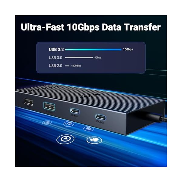 UGREEN Revodok Pro 10 in 1 USB C Docking Station Dual 4K@60hz Monitor, USB C Dock with Dual HDMI, USB A&C 10G Hub, SD/TF Card Reader, PD 100W Charging, USB C Hub with Gigabit Ethernet Adapter for Dell - Image 6