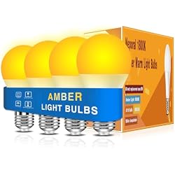 Neporal Amber Sleep Light Bulbs 1800K 4PK, 9W 60 Watt Equivalent, 99.96% Blue Blocking Soft Warm Light Bulbs A19, Amber Night Light E26 for Bedroom and Baby Nursery Light