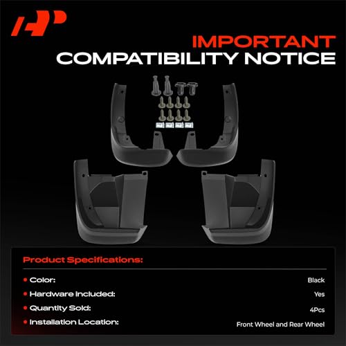 Image of A-Premium Mud Flaps Compatible with Honda Odyssey 2005-2010, No Drilling Required Mud Guards with Hardware Accessories, Set of 4 Front and Rear