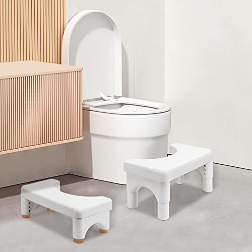 Squatting Toilet Stool, Adjustive 6 Inch To 8 Inch Potty Bathroom Poop Stool For Adults And Children, White #TOP1