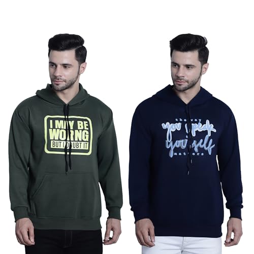 Image of Mack Jonney Printed Hooded Cotton Fleece Sweatshirt for Men (Pack of 2)-MACK50710