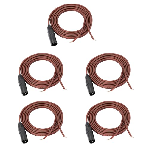 Haut-parleur XLR câble nu lot de 5 fiches mâles 3 broches plaquées or pour remplacement audio
