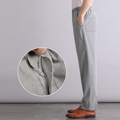 Men's Relaxed Fit Cotton Pants Casual Full Elastic Waist Trousers Twill Chino Pants for Men4