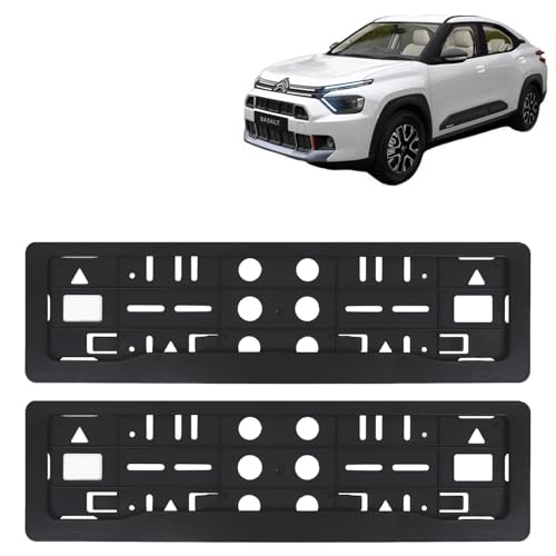 Image of KINGSWAY Basalt Car Number Plate Frames for All 2024 Onwards Models of Cit-Ro-En Car Registration Plate Holders, Black Licence Plate Covers (Front and Rear), Universal Size 51.5 x 14.5 cm