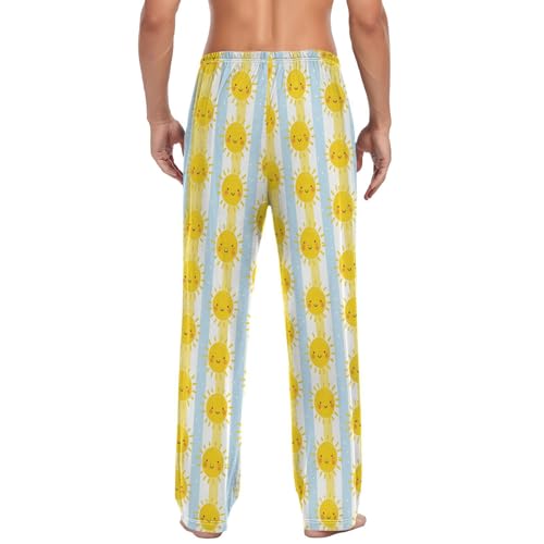 Men’s Cute Sunshine Pajama Pants with Pockets, Comfortable Lounge Sleep Bottoms#2722