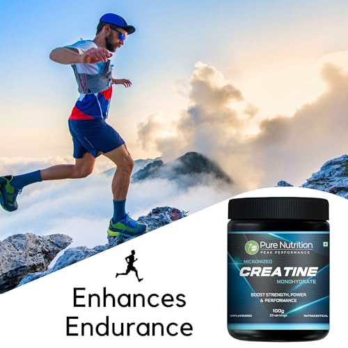 Image of Pure Nutrition Micronised Creatine Monohydrate Powder, Pre /Post Workout Supplement, Instant Energy for Athletic Performance, Fast Recovery, Increased Muscle Mass, Unflavoured, 100g, 33 Servings