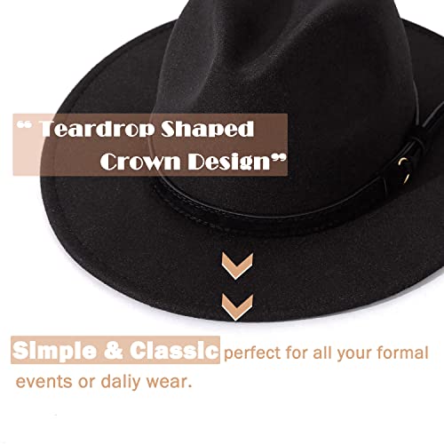 Image of Lisianthus Men & Women Vintage Wide Brim Fedora Hat | Classic Belt Buckle Decor, Adjustable Drawstring, Inner Breathable Sweatband, Timeless Style, Ideal for Travel & Daily