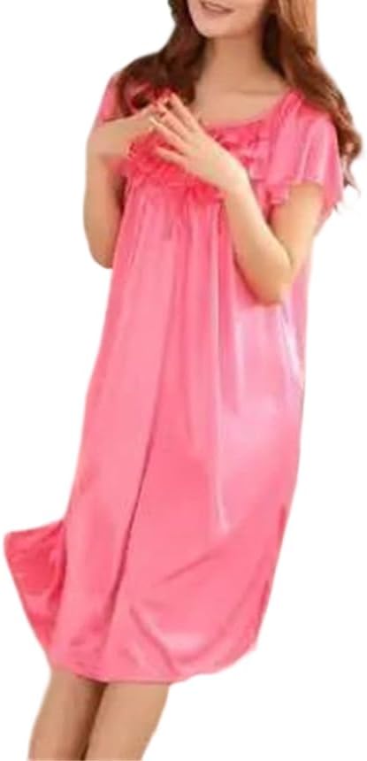Womens Silk Nightgown Sleeveless Lightweight Summer Sleep Dress Soft Lounge Wear