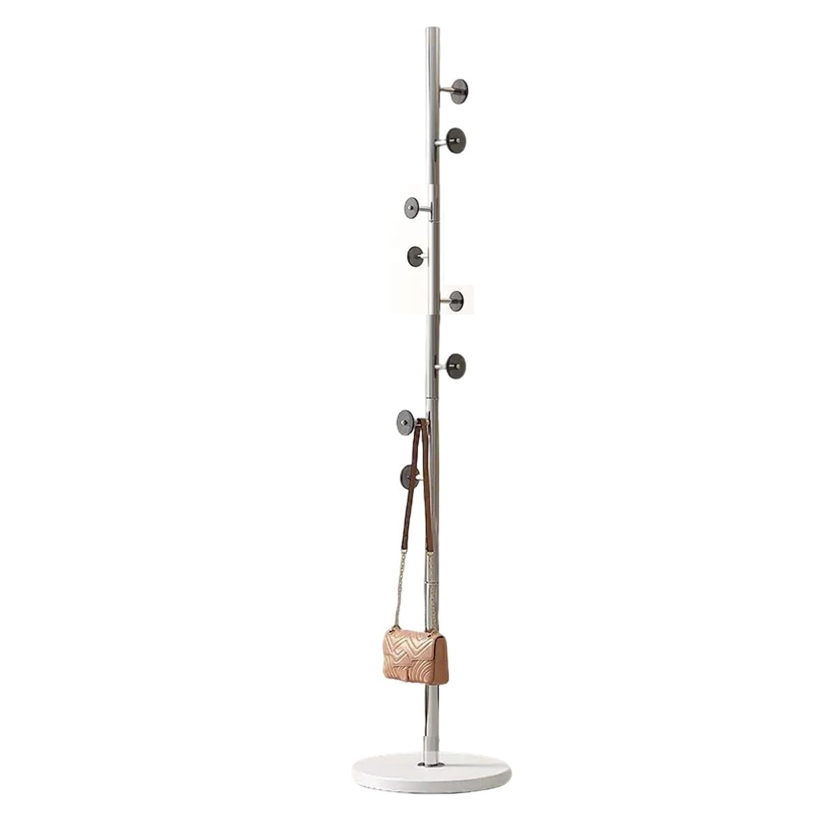 Bananaww Stainless steel coat rack freestanding, Metal Coat Tree Freestanding with 8 Hooks, Stury Metal Base for Entryway, Hallway, Bedroom
