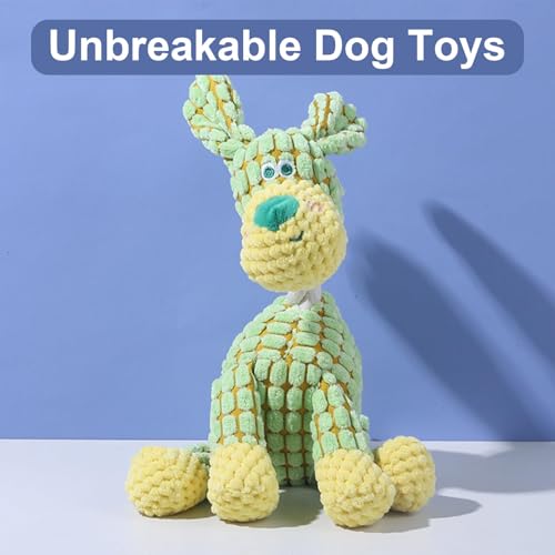 JunD Robust 2025 Upgrade Hundekuscheltier Plüschspielzeug für Welpen und Mäßige Kauer – Extra Robust, Quietschend & Knisternd, Welpenfreundlich, Kuschelkissen 25,5 x 13,5 cm