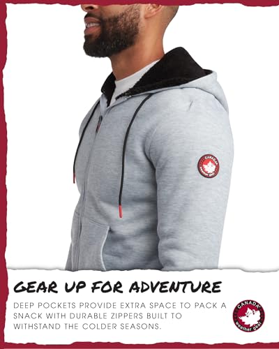 CANADA WEATHER GEAR Men's Hoodie - Casual Sherpa Lined Fleece Full Zip Up Hoodie Sweatshirt - Cozy Hoodies for Men (M-XXL)3