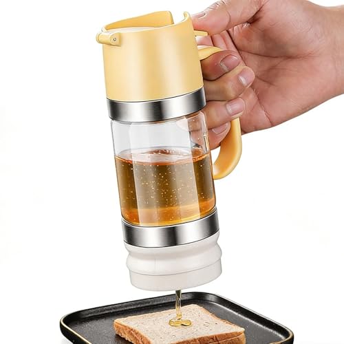 Jarra Dispensador De Miel – Recipiente De Vidrio Antigoteo, Jarra De Miel De Borosilicato De 283.5G Con Mango | Dispensador De Alimentario A Presión, Para Café, Té, , Uso