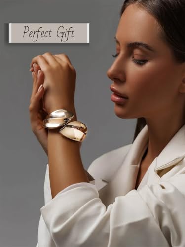 Gold Bracelet for Women - Wide Chunky Gold Cuff Bangle Bracelets - Trendy Wrist Cuff Wrap Bracelet - Charm Cute Dainty Jewelry Gift for Women4
