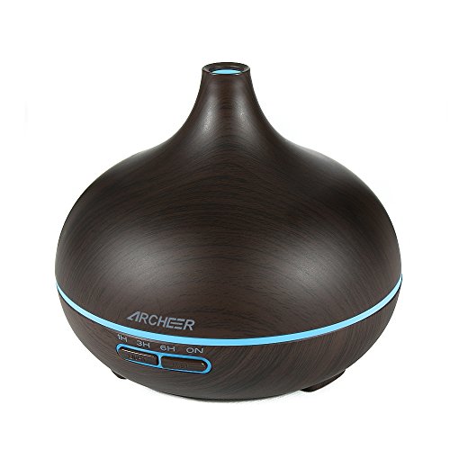 ARCHEER Essential Oil Diffuser, 300ml Cool Mist Humidifier with Color Changing LED Lights Ultrasonic Aroma Diffuser for Office Home Bedroom Living Room Study Yoga Spa Baby Room