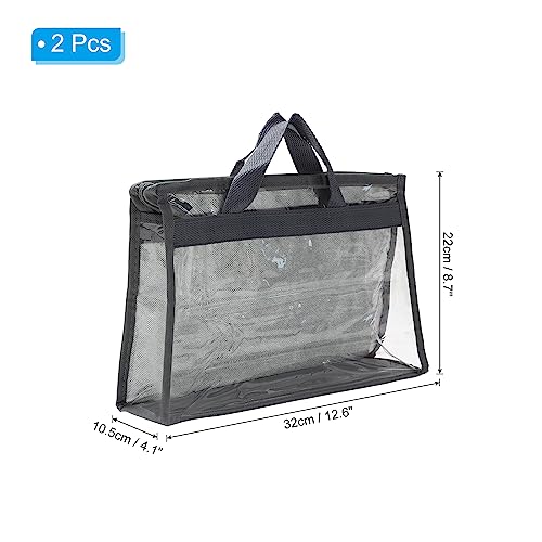 PATIKIL Handbag Dust Bags, 2 Pack Clear Purse Storage Organizer S Size PVC Dustproof Handbag Cover Transparent Purse Protector, Gray - Image 2