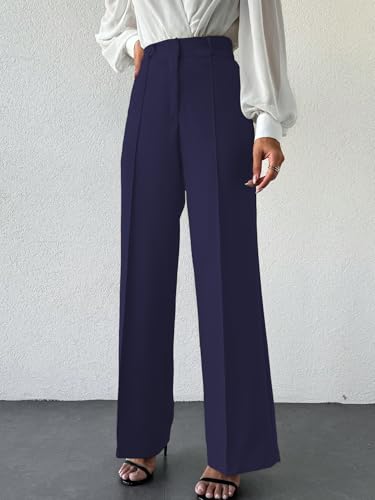 Image of Shasmi Women's Trousers | High-Waisted Silhouette with Elegant Pleated Front | Functional Side Pockets | Secure Button Closure | Perfect for Both Office and Casual wear | Elegant Style (171)