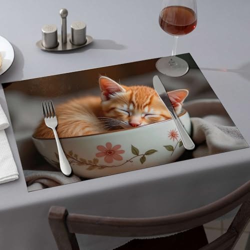 Sets de table pour décoration de fête motif chaton et fleurs de table - 2