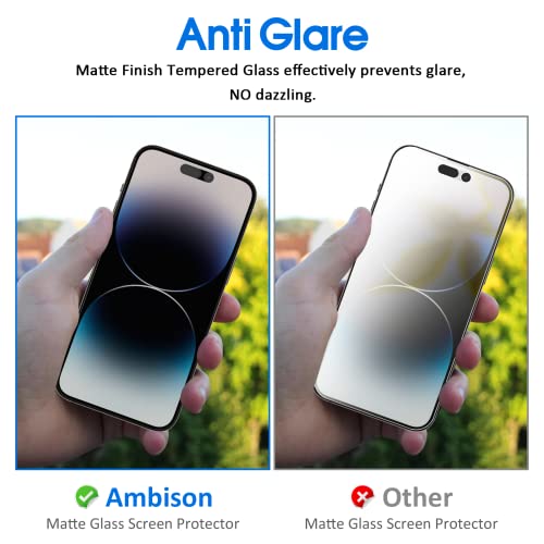 Ambison [2 Pack Matte Glass Screen Protector Compatible For Iphone 14 Pro Max, Dynamic Island Compatible/Anti-Glare [No Bubbles] Install Frame/Smooth As Silk, Iphone 14 Pro Max 6.7Inch 2022 #TOP1