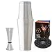 Coctelera Boston Profesional - 620-830ml, 0.8mm, Balanceada con Doble Contrapeso, Jigger, Posavasos-Alfombrilla y Recetas - Todo en Acero Inoxidable de Alto Rendimiento para Servicio Intensivo