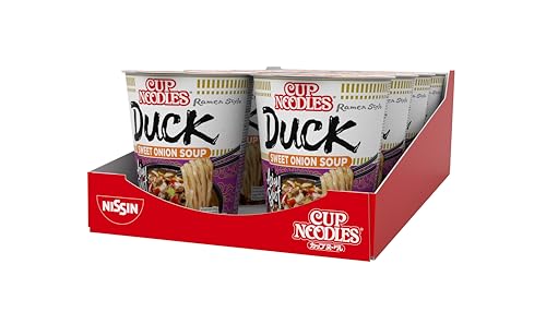 Nissin Cup Noodles – Roasted Duck, 8er Pack, Soup Style Instant-Nudeln japanischer Art, mit Entenfleisch-Geschmack & Gemüse, schnell im Becher zubereitet, asiatisches Essen (8 x 65 g)